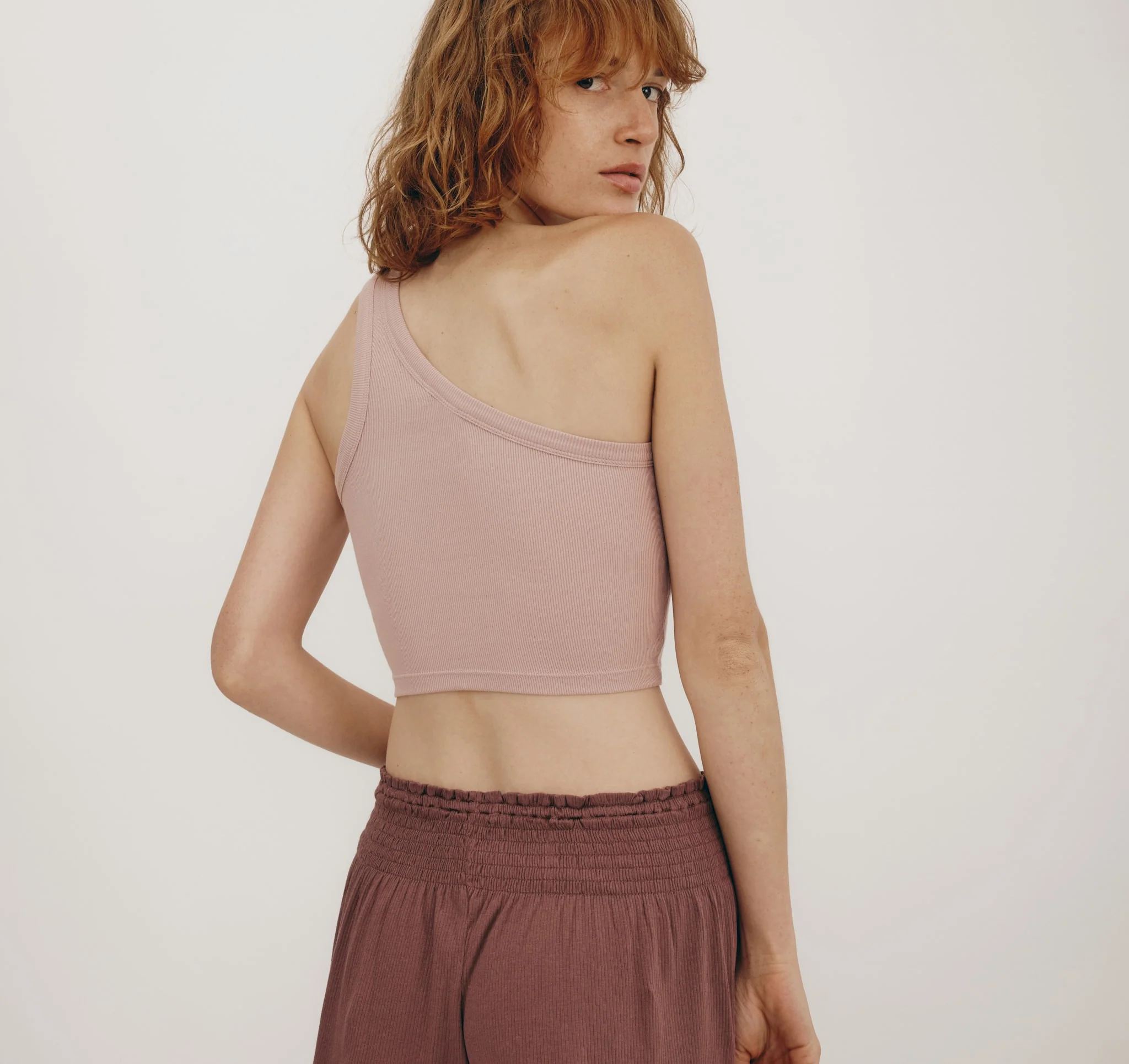 Core Rib One Shoulder Crop Top - Image 3