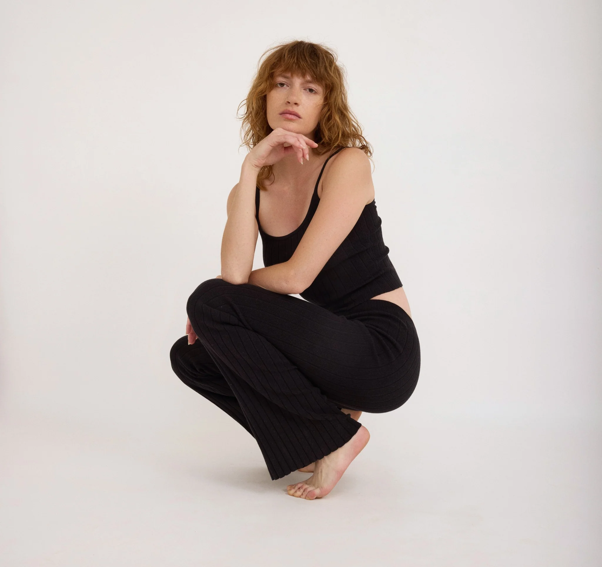 Soft Knit Rib Flare Pants - Image 4