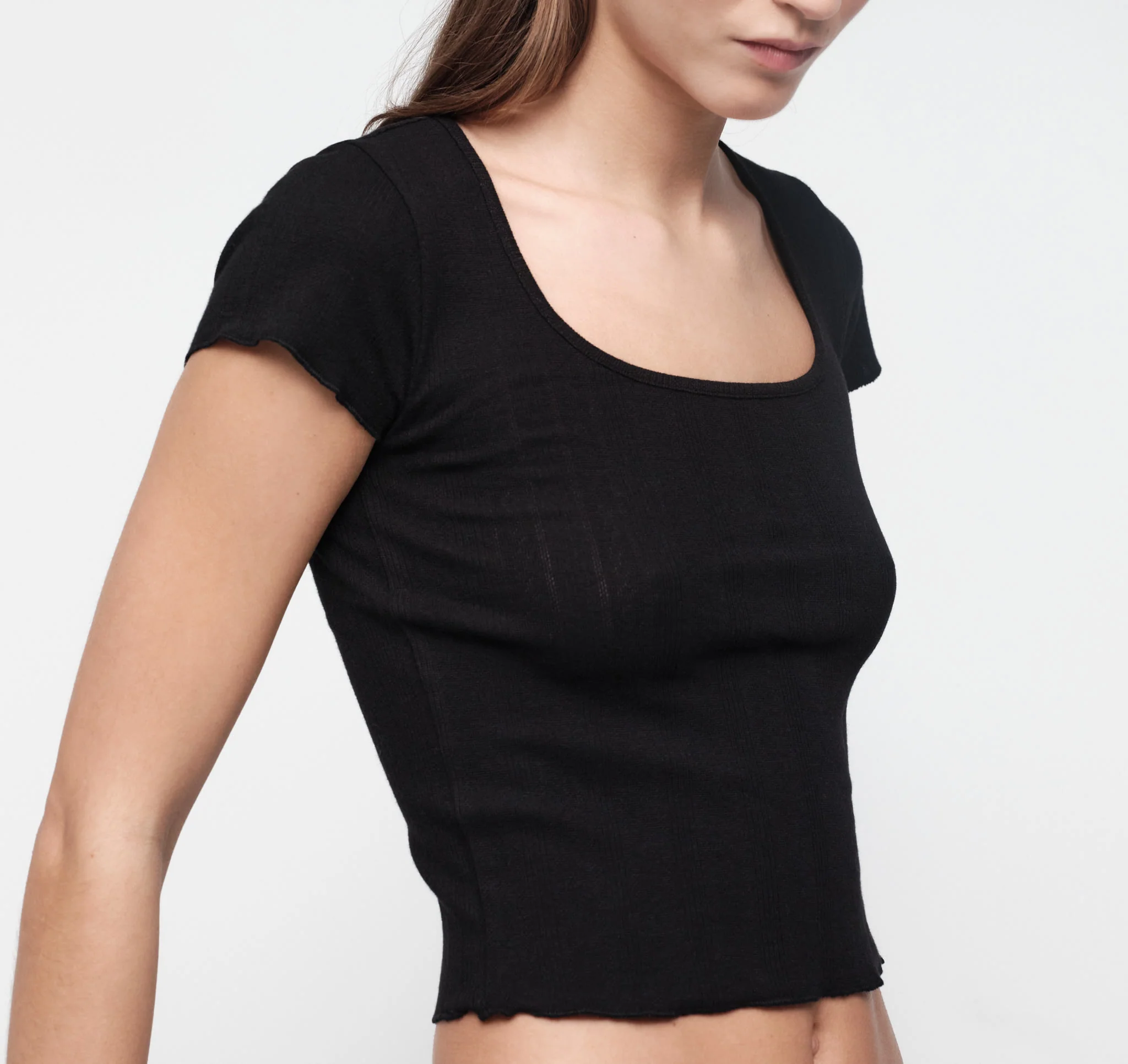 Pointelle Square Neck Tee - Image 2