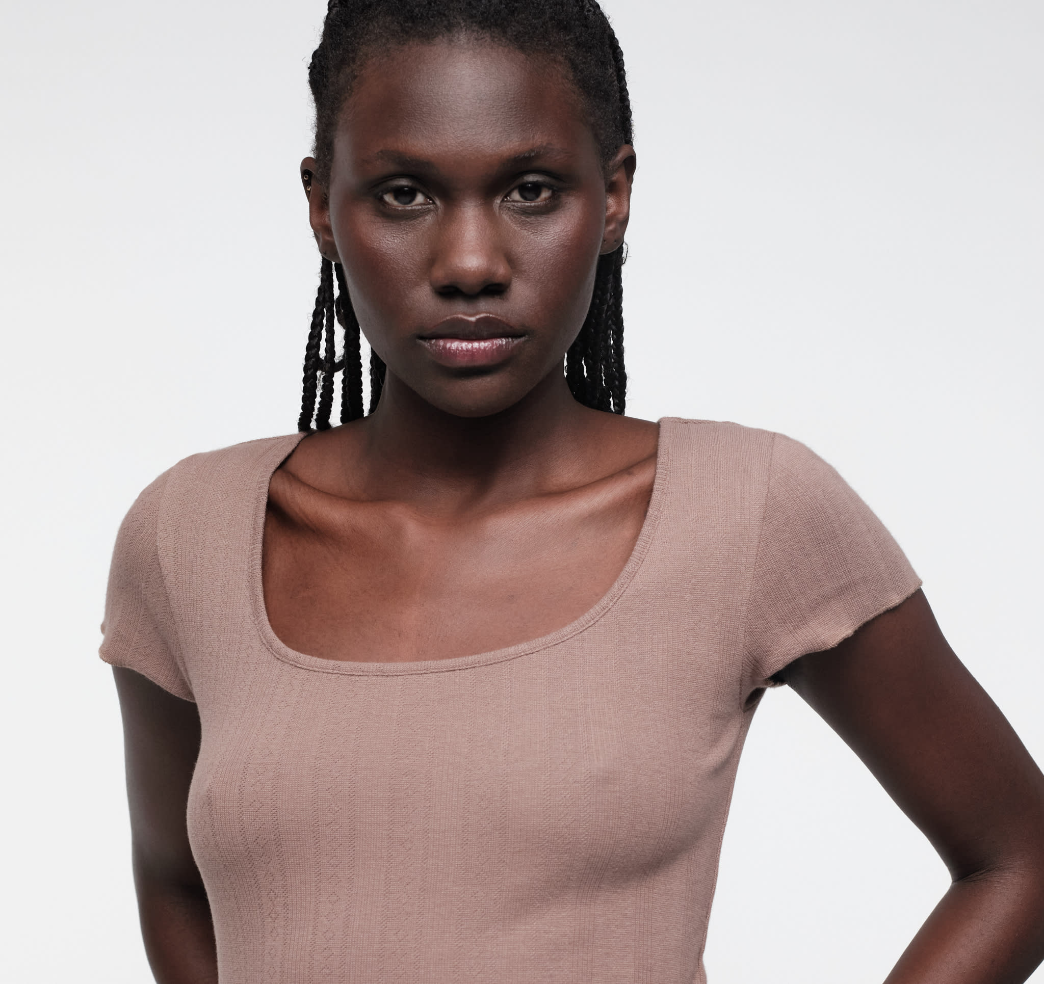 Pointelle Square Neck Tee - Image 2