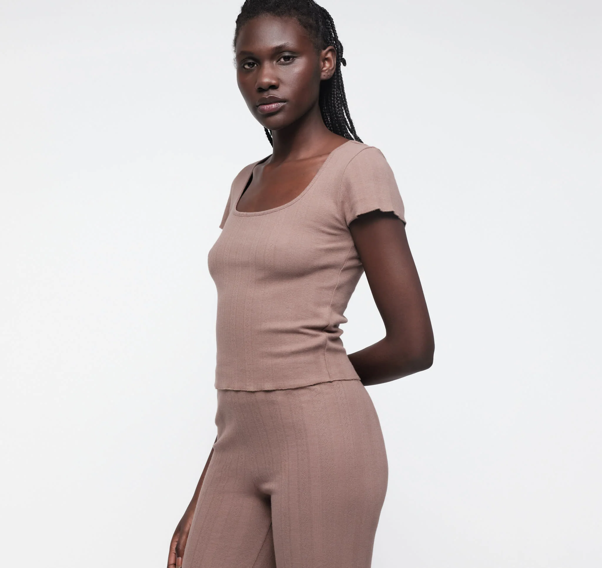 Pointelle Square Neck Tee - Image 3