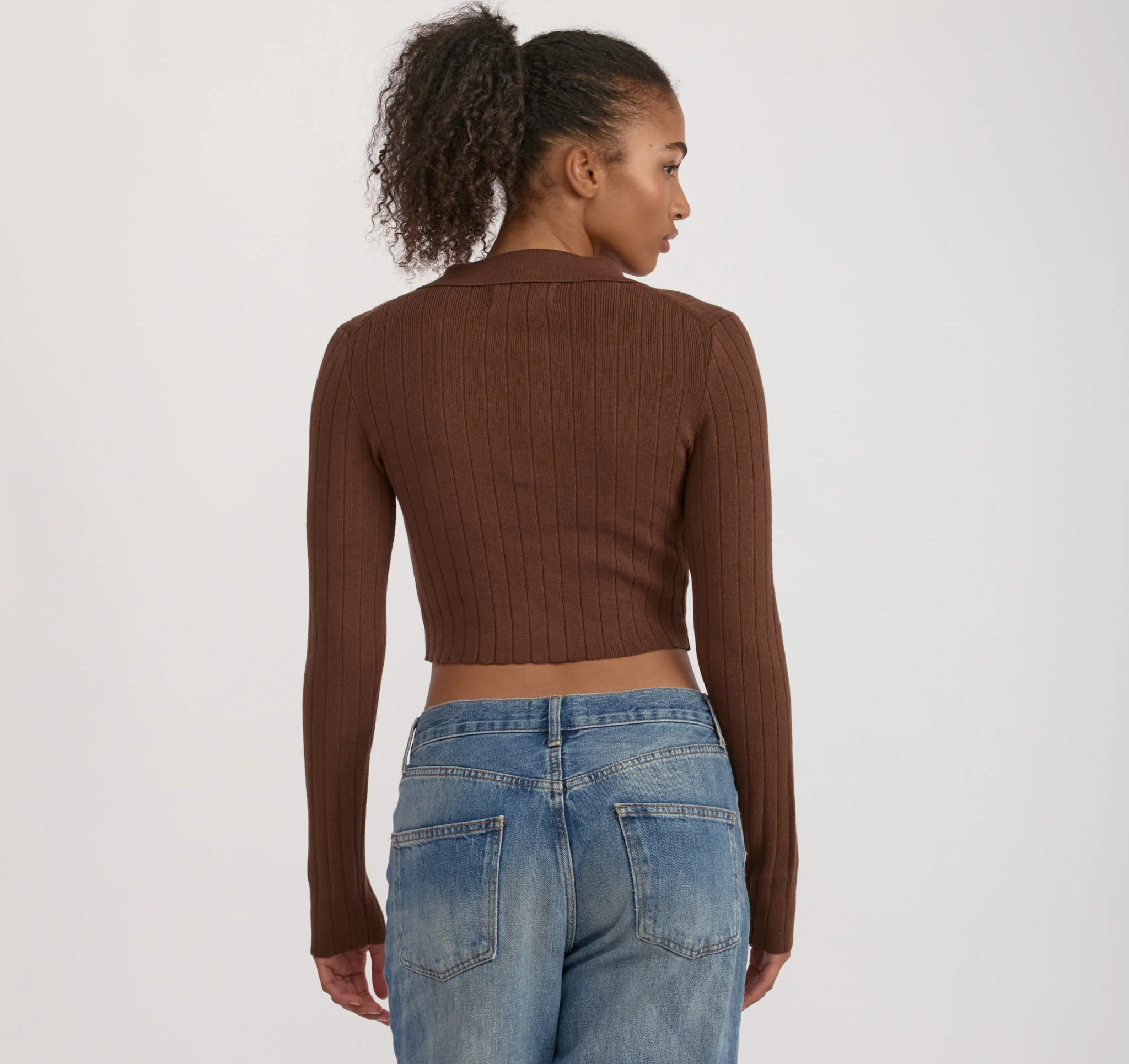 Soft Knit Rib V-Neck Polo - Image 3
